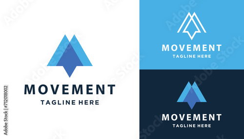 Initial Letter M Monogram with Up Arrow For Business Marketing Logo Design