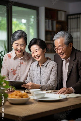 Financial advisor showing a presentation on a tablet to a mature couple  explaining different investment options  Generative AI
