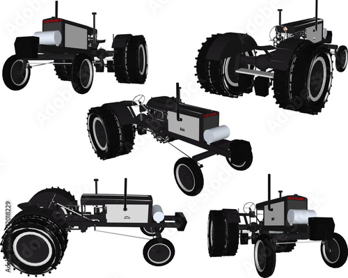 Vector sketch illustration design of tractor vehicle for plowing land