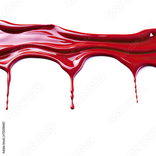 Red blood paint dripping on white isolated © Sattawat