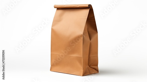 brown paper shopping bag isolated on white background.