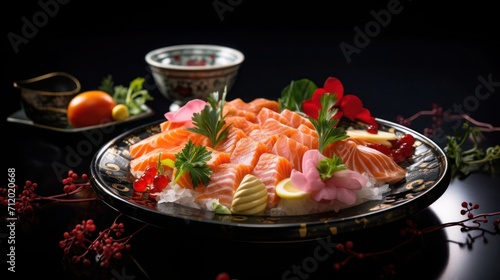 mixed platter of salmon and tuna sashimi