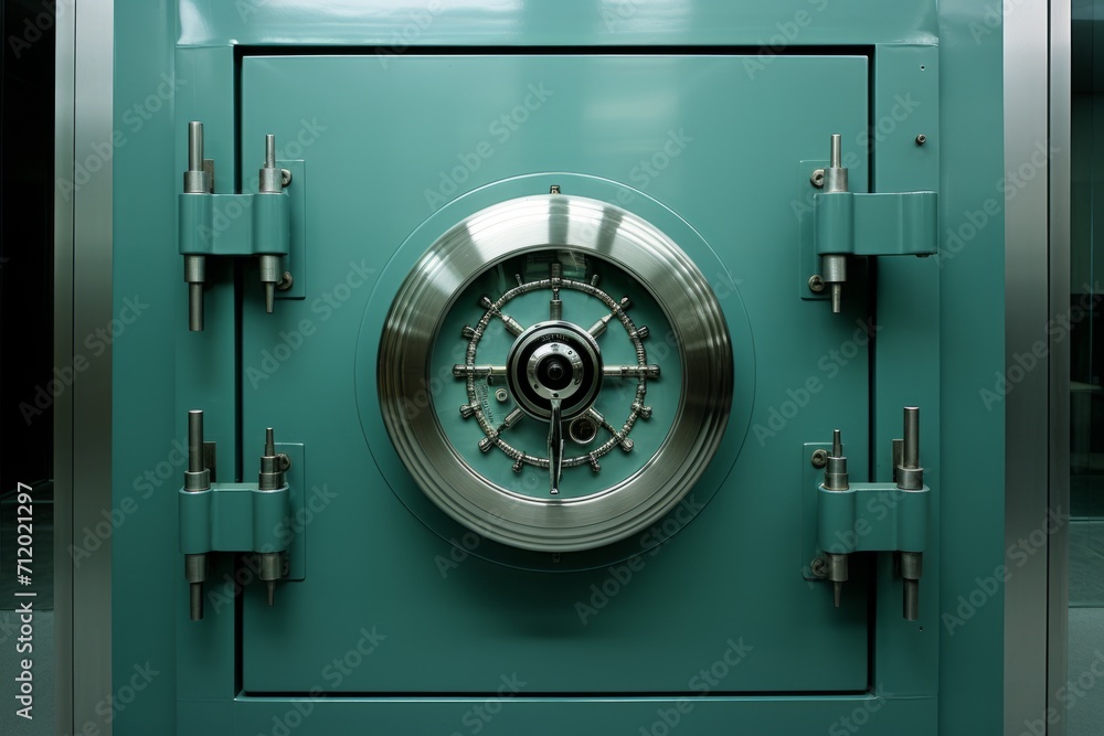 Bank vault door with a combination lock, symbolizing security and financial stability, Generative AI Bank vault door with a combination lock, symbolizing security and financial stability, Generative AI