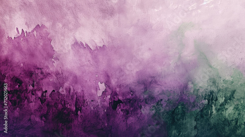 Abstract watercolor background on canvas with a dynamic mix of plum  forest green and light purple