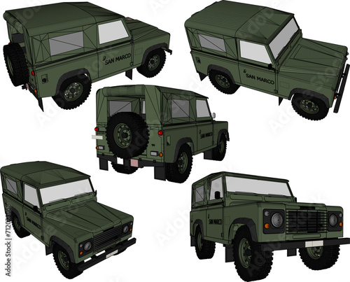 Vector sketch illustration of 4 wheel drive 4wd war combat car design