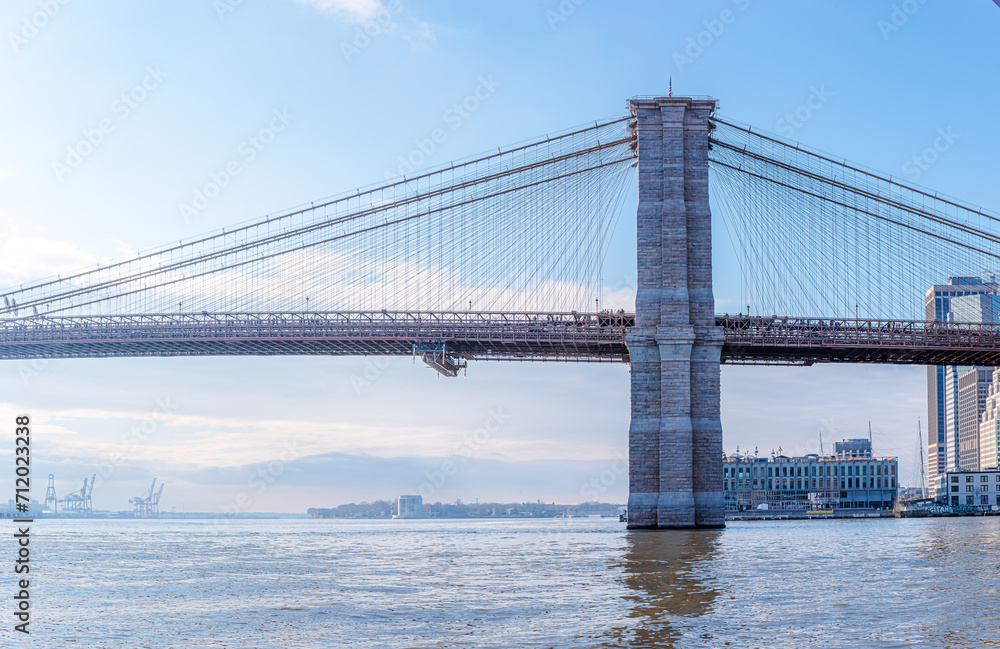 Naklejka premium Brooklyn Bridge in New York City during the day.