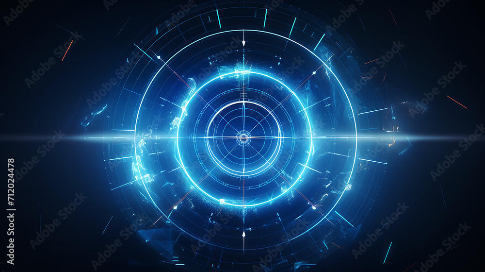 Obraz premium techno background with abstract digital target with an arrow in the center