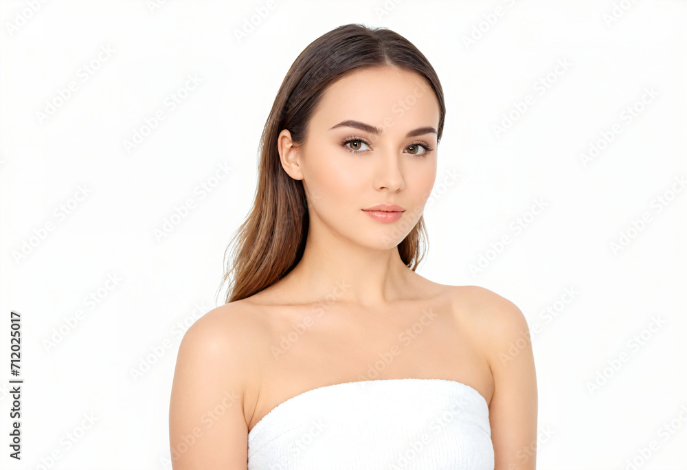 Portrait of young woman with perfect skin clean on white background Portrait of young woman with perfect skin clean on white background