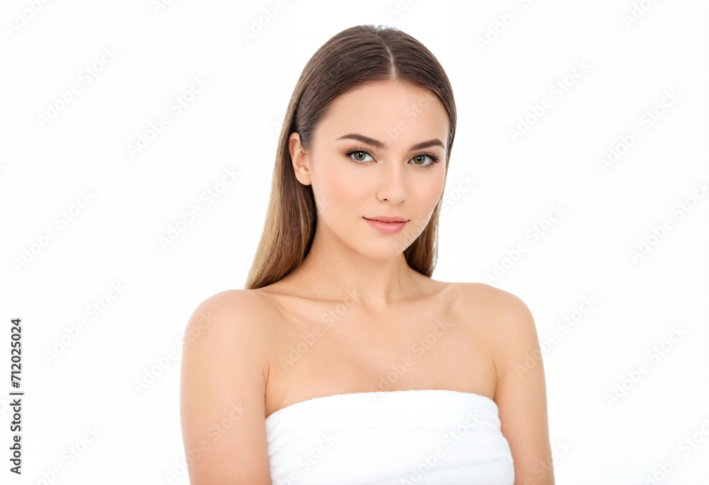 Portrait of young woman with perfect skin clean on white background Portrait of young woman with perfect skin clean on white background