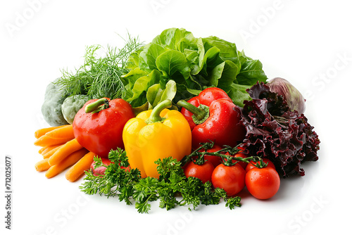 Fresh vegetables on the white background
