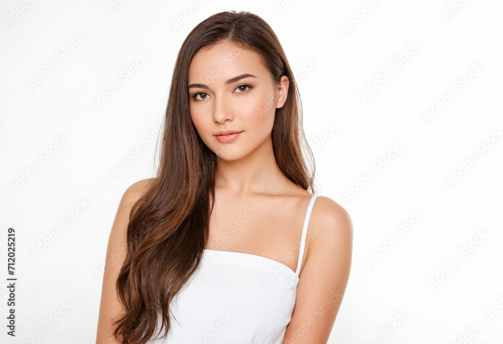 Portrait of young woman with perfect skin clean on white background Portrait of young woman with perfect skin clean on white background