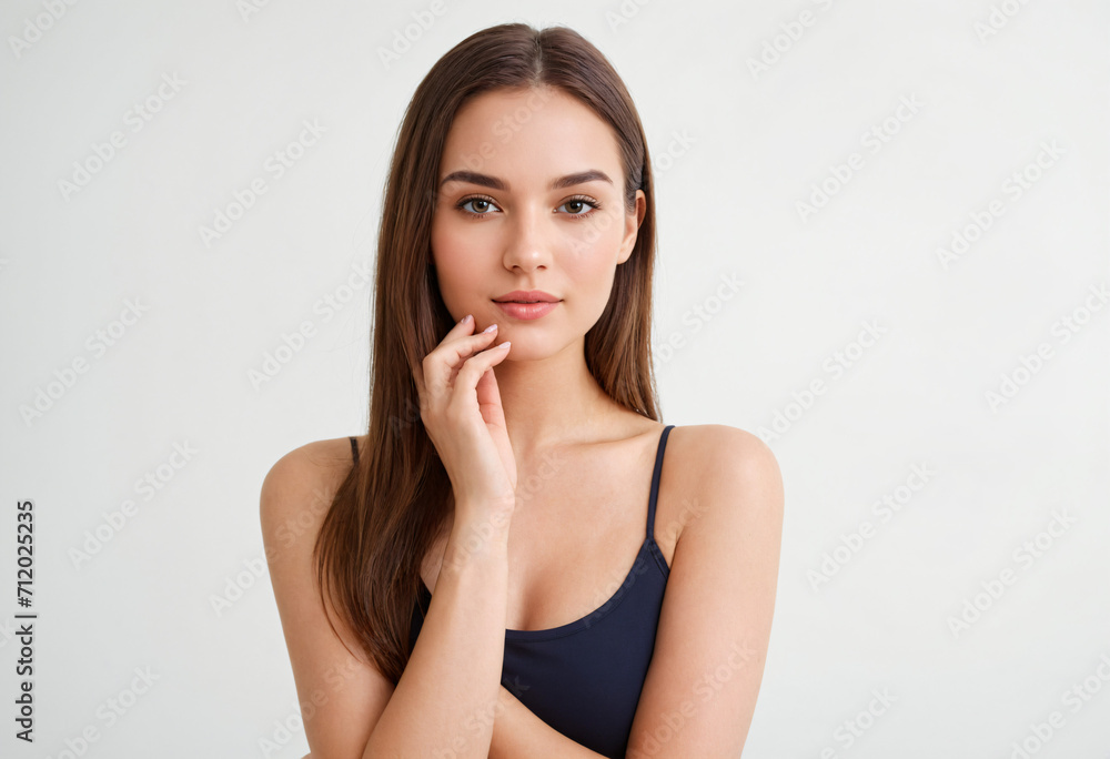 Portrait of young woman with perfect skin clean on white background Portrait of young woman with perfect skin clean on white background