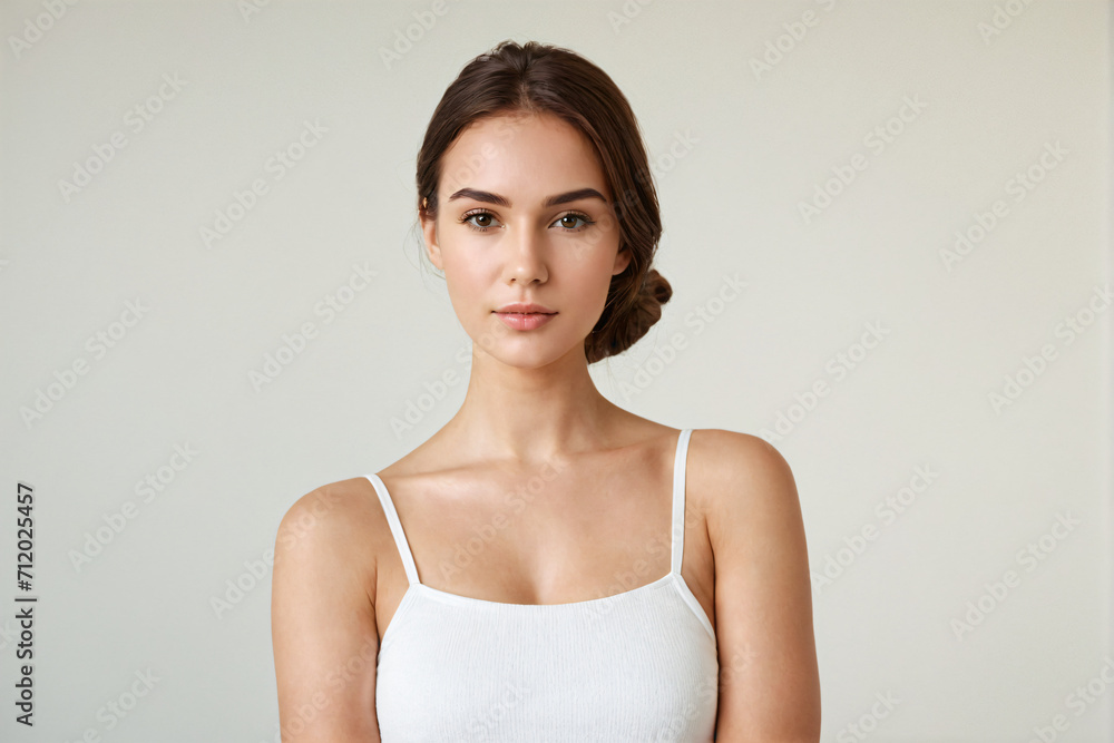 Portrait of young woman with perfect skin clean on white background Portrait of young woman with perfect skin clean on white background