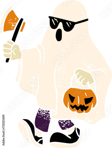 Halloween Ghost Mascot Cartoon Illustration	