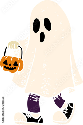 Halloween Ghost Mascot Cartoon Illustration	
