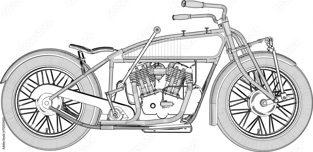 Fototapeta premium Vector sketch illustration of a modified undergroud motorbike design