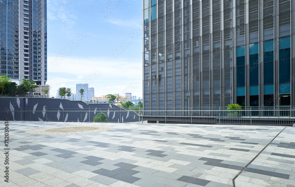 Fototapeta premium Empty floor with modern business building