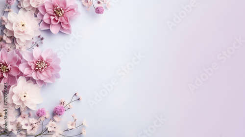 Beautiful flowers, food, texture, wallpaper and banners on pastel background
