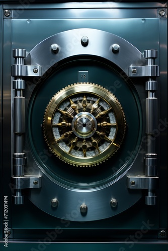 Bank vault door with a combination lock, symbolizing security and financial stability, Generative AI