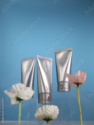 unmarked brand tube product on blue background