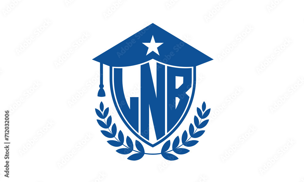 LNB three letter iconic academic logo design vector template. monogram, abstract, school, college, university, graduation cap symbol logo, shield, model, institute, educational, coaching canter, tech LNB three letter iconic academic logo design vector template. monogram, abstract, school, college, university, graduation cap symbol logo, shield, model, institute, educational, coaching canter, tech