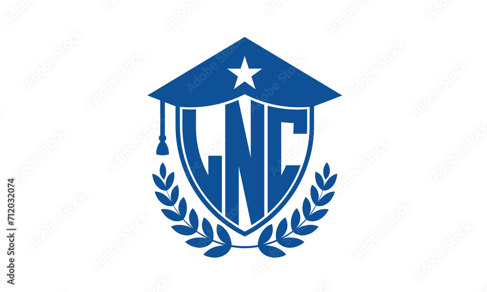 LNC three letter iconic academic logo design vector template. monogram, abstract, school, college, university, graduation cap symbol logo, shield, model, institute, educational, coaching canter, tech LNC three letter iconic academic logo design vector template. monogram, abstract, school, college, university, graduation cap symbol logo, shield, model, institute, educational, coaching canter, tech