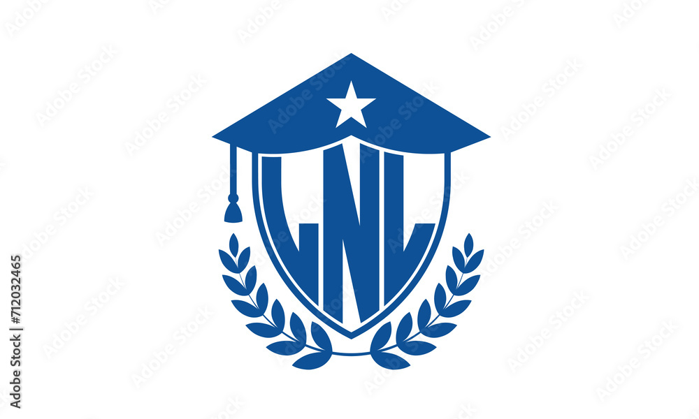 LNL three letter iconic academic logo design vector template. monogram, abstract, school, college, university, graduation cap symbol logo, shield, model, institute, educational, coaching canter, tech LNL three letter iconic academic logo design vector template. monogram, abstract, school, college, university, graduation cap symbol logo, shield, model, institute, educational, coaching canter, tech