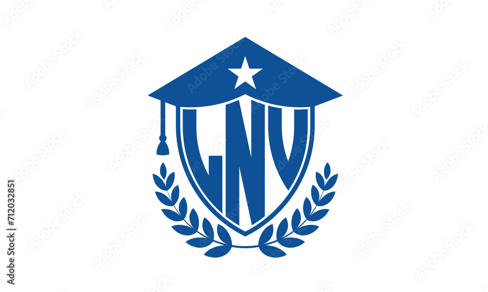 LNV three letter iconic academic logo design vector template. monogram, abstract, school, college, university, graduation cap symbol logo, shield, model, institute, educational, coaching canter, tech LNV three letter iconic academic logo design vector template. monogram, abstract, school, college, university, graduation cap symbol logo, shield, model, institute, educational, coaching canter, tech