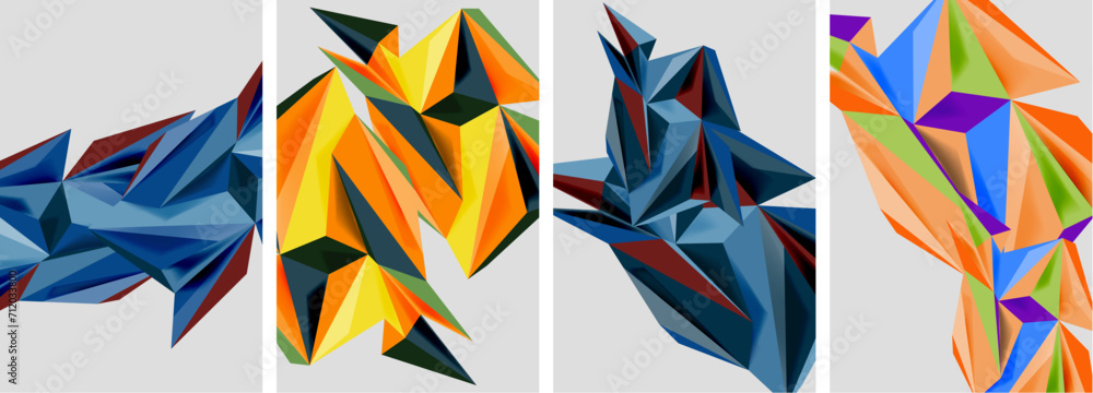 Triangle low poly mosaic posters. Vector illustration For Wallpaper, Banner, Background, Card, Book Illustration, landing page Triangle low poly mosaic posters. Vector illustration For Wallpaper, Banner, Background, Card, Book Illustration, landing page