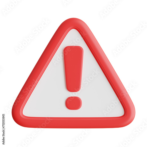 3D Warning Model Promoting Safety Awareness in Digital Interfaces. 3d illustration, 3d element, 3d rendering. 3d visualization isolated on a transparent background