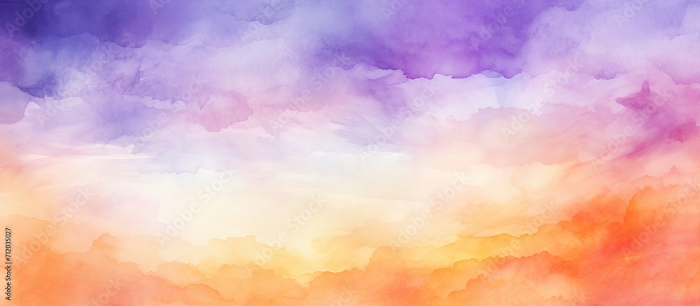 Abstract watercolor background. Beauty sweet pastel pink orange colorful with fluffy clouds on sky.