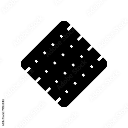 Square Cracker cake in black fill icon. Trendy style ramadan iftar food design element resources for many purposes.