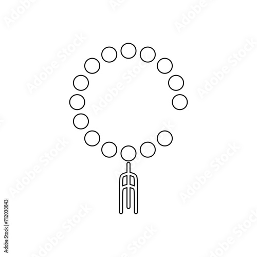 Prayer breads or tasbih or tasbeeh islamic rosary outline icon in trendy style. Ramadan graphic resources for many purposes.
