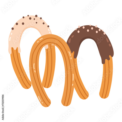 Churros with sugar and chocolate sauce