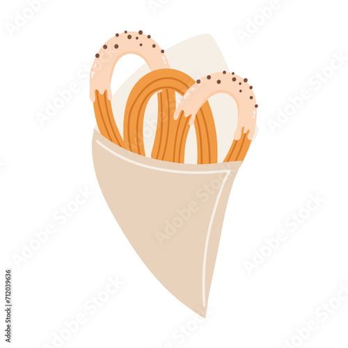 Traditional Spanish dessert churros with chocolate