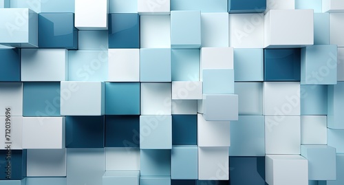 Abstract blue, dark blue and white cubes background for graphics work. Created with Ai