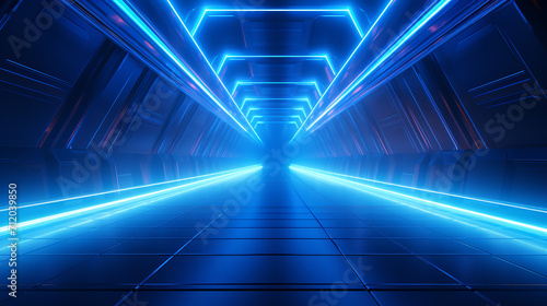 sci fi futuristic blue neon led glowing blue laser fluorescent retro
