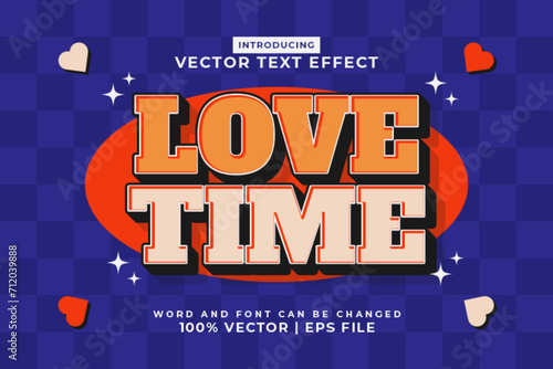 Editable text effect Love Time 3d cartoon style premium vector