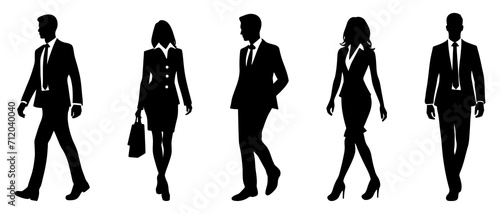 Silhouettes of Business Professionals Walking with Purpose