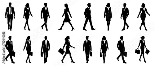 Silhouettes of Business Professionals Walking with Purpose