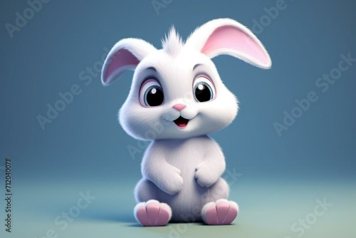 adorable 3D animated bunny character. Generative AI