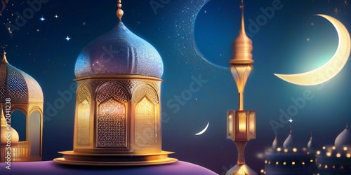 Ramadan moon, mosque, leant background design