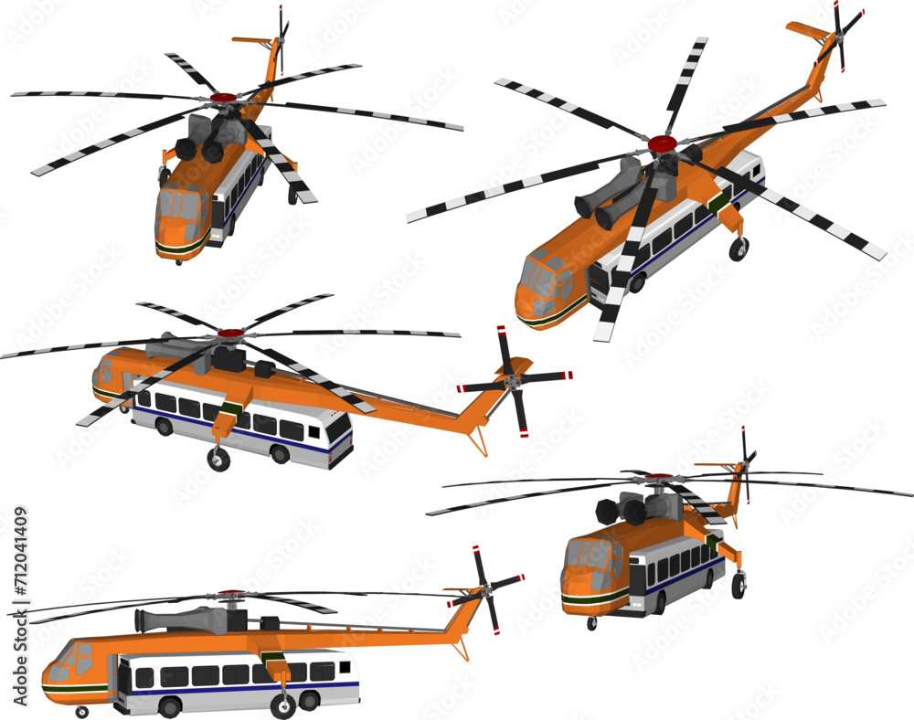 Vector sketch illustration of design for passenger helicopter transportation for remote areas Vector sketch illustration of design for passenger helicopter transportation for remote areas