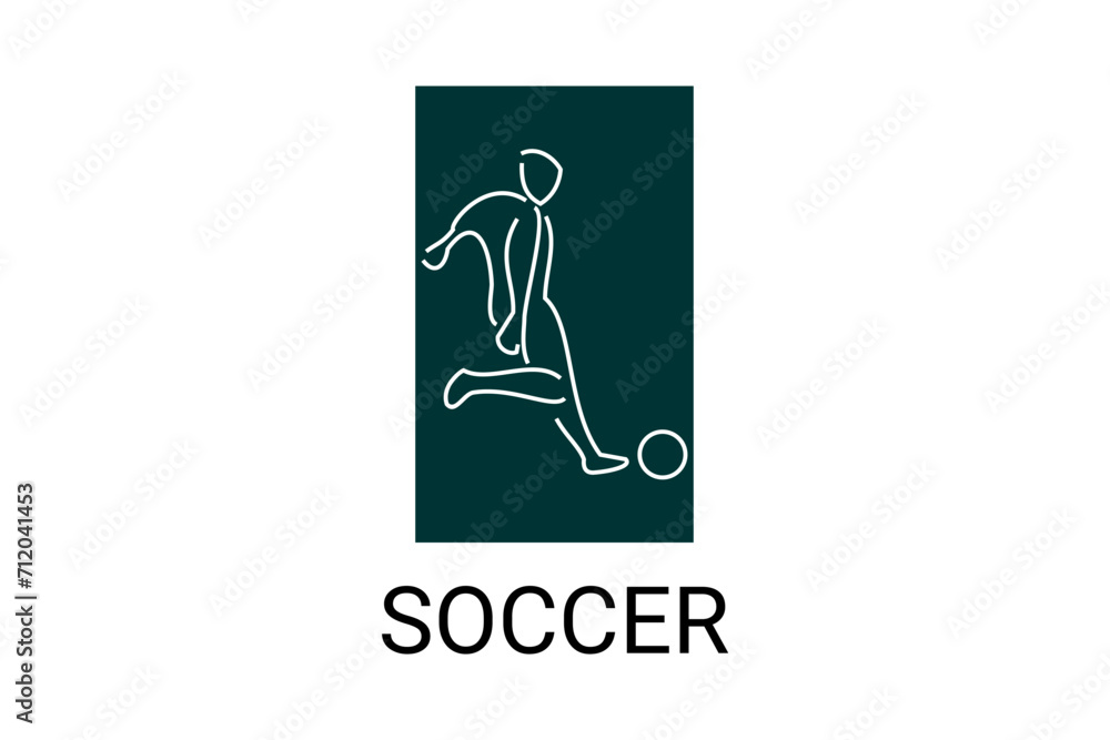 Soccer or football sport vector line icon. sportman, playing football. sport pictogram illustration. Soccer or football sport vector line icon. sportman, playing football. sport pictogram illustration.
