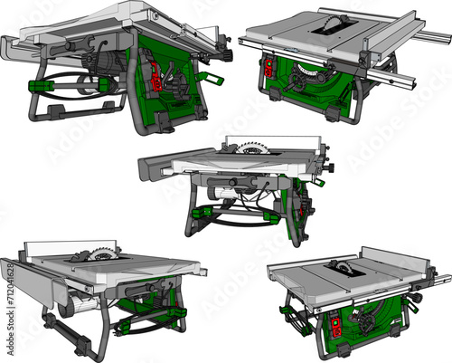 Vector sketch illustration of design of WOOD AND IRON CUTTING MACHINE FOR CONSTRUCTION