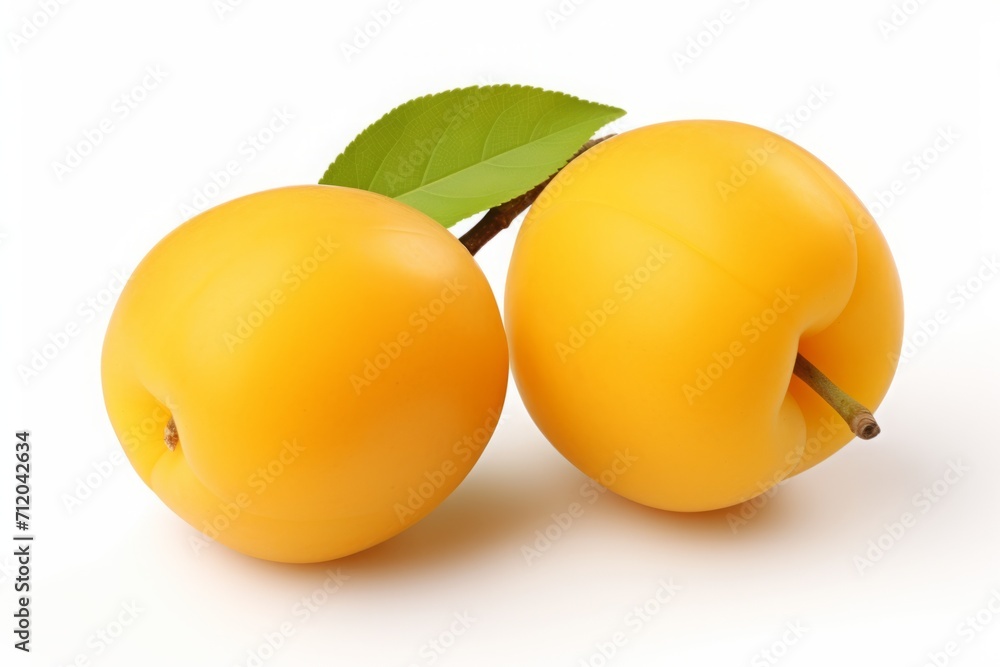 yellow plum isolated on a white background. fruit, berry with shade. yellow plum isolated on a white background. fruit, berry with shade.