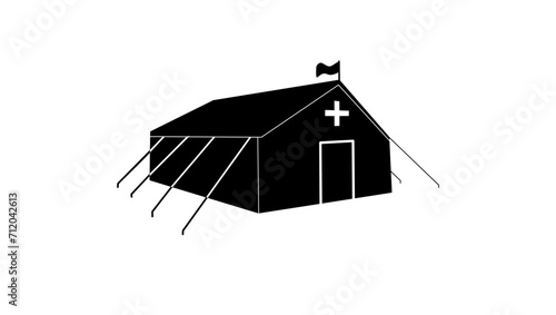 Military medical tent , black isolated silhouette photo