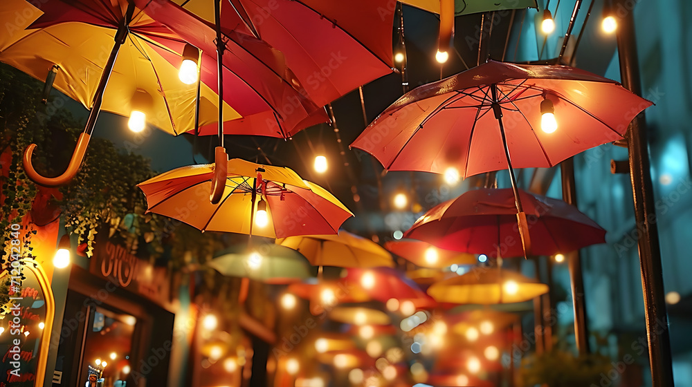 colorful umbrellas hanging