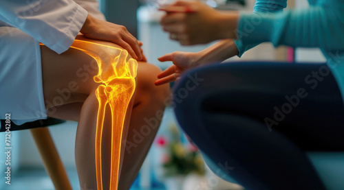 a woman has her knee examined and a bone fracture is seen with an xray