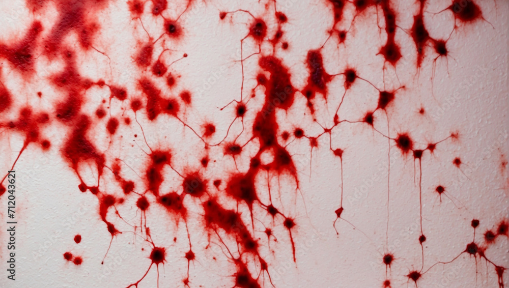 Fototapeta premium Texture of blood stains on the wall. Blood stained dirty wall background.